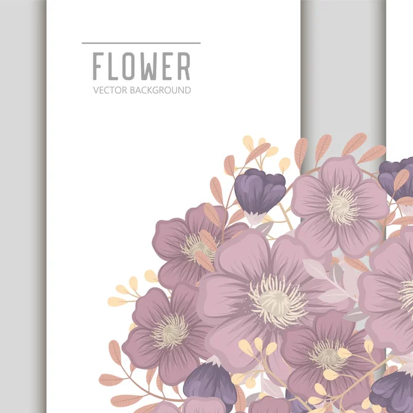 Flowers Greeting Card Template Vector Frame — Stock Vector