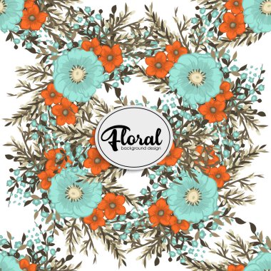 Kesintisiz renkli çiçek desenli çiçekli, halk tarzında bırakır... Elle çizilmiş. Vektör çizim.