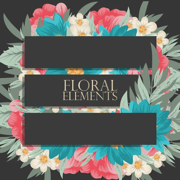Marco Floral Con Flor Colorida — Vector de stock