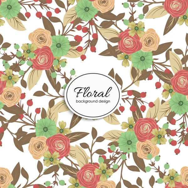 Model floral fără sudură colorat în stil folcloric cu flori, frunze.. Trase de mână. Ilustrație vectorială . — Vector de stoc