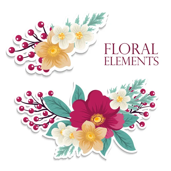 Composição Floral Com Flor Colorida —  Vetores de Stock