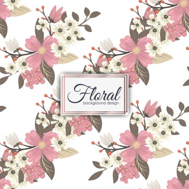 Kesintisiz renkli çiçek desenli çiçekli, halk tarzında bırakır... Elle çizilmiş. Vektör çizim.