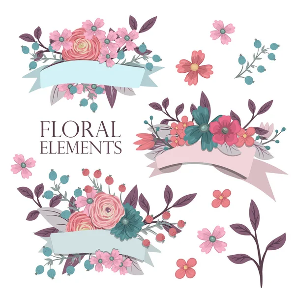 Composição Floral Com Flor Colorida — Vetor de Stock
