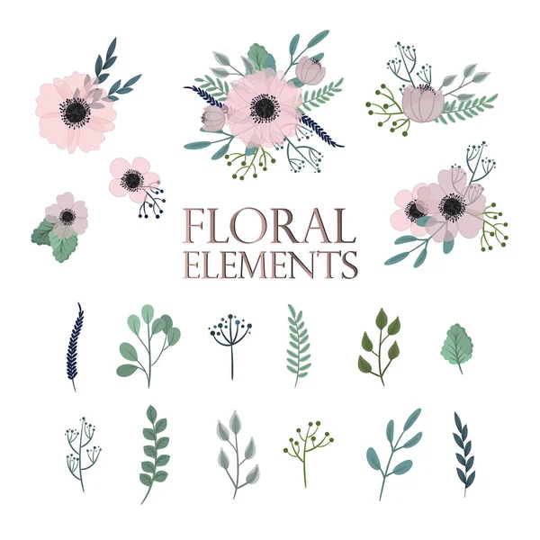 Çiçek Kompozisyon Ile Renkli Çiçek Ayarla — Stok Vektör