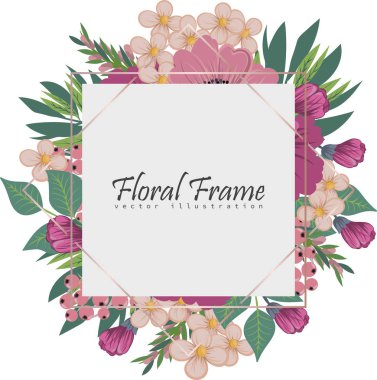 Renkli çiçekli çerçeve çiçek.