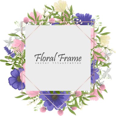 Renkli çiçekli çerçeve çiçek.