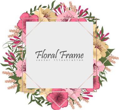 Renkli çiçekli çerçeve çiçek.