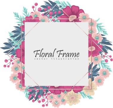 Renkli çiçekli çerçeve çiçek.