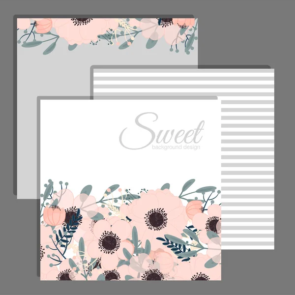 Conjunto Marco Floral Con Flor Colorida — Vector de stock