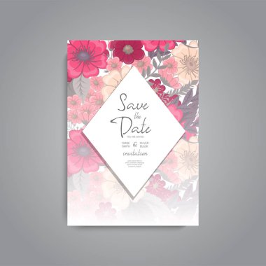 Renkli çiçek düğün davetiyesi.