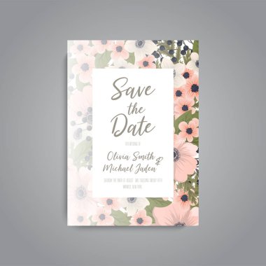 Renkli çiçek düğün davetiyesi.