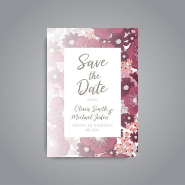 Renkli çiçek düğün davetiyesi.