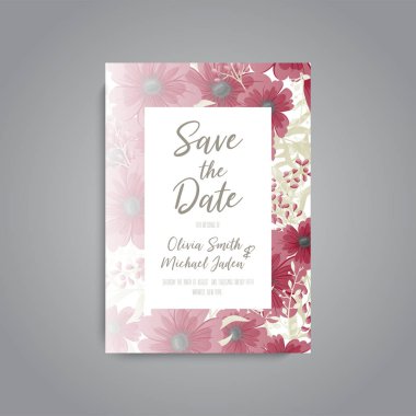 Renkli çiçek düğün davetiyesi.