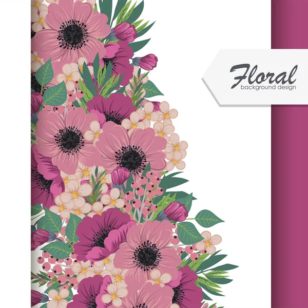 Cartão Saudação Com Flores Aquarela Quadro Vetorial — Vetor de Stock