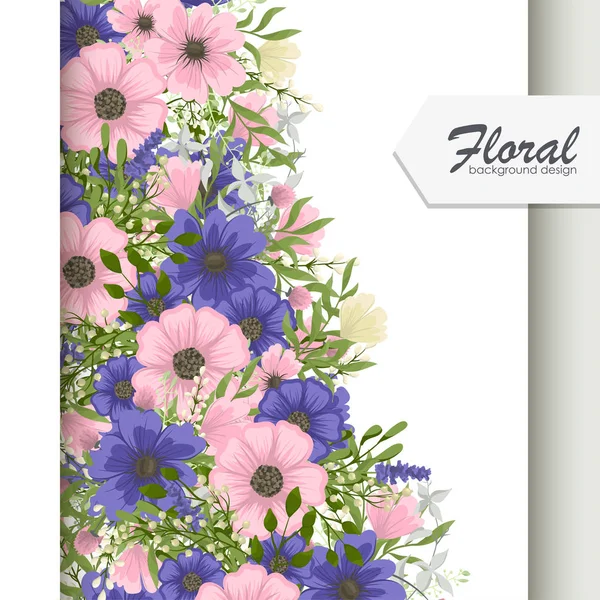 Wenskaart Met Bloemen Aquarel Vector Frame — Stockvector