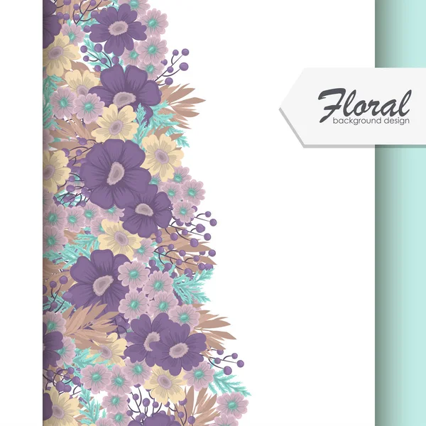 Tarjeta Felicitación Con Flores Acuarela Marco Vectorial — Vector de stock