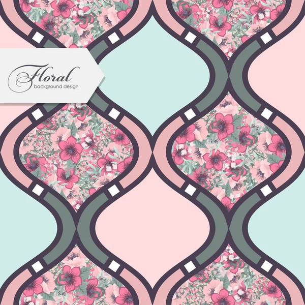 Patchwork Abstrait Avec Des Fleurs Motif Vectoriel Sans Couture — Image vectorielle