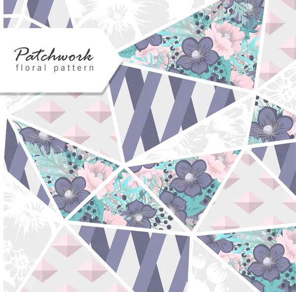 Patchwork Astratto Con Fiori — Vettoriale Stock