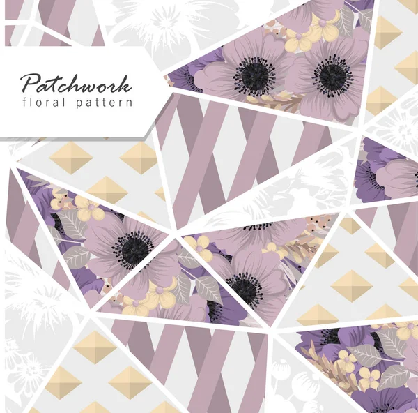 Patchwork Astratto Con Fiori — Vettoriale Stock