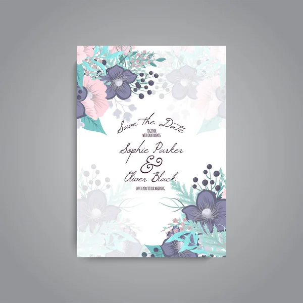 Invitación Boda Con Flor Colorida — Vector de stock