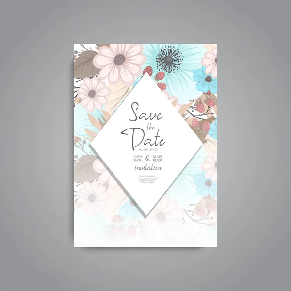 Wedding Invitation Colorful Flower — Stock Vector