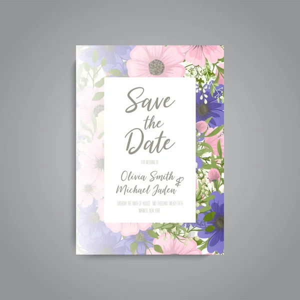 Convite Casamento Com Flor Colorida —  Vetores de Stock