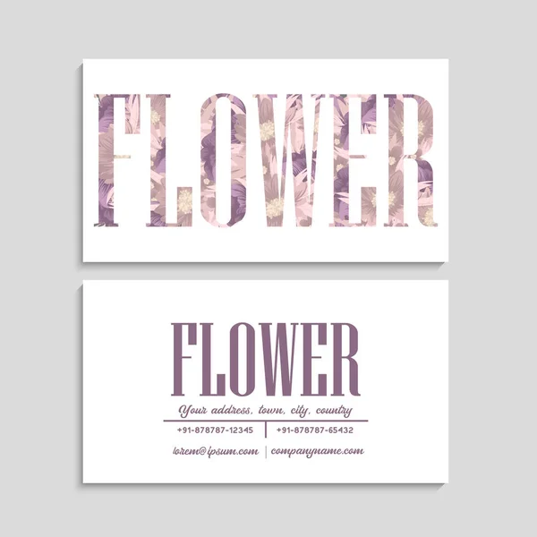 Tarjeta Visita Con Hermosas Flores Rosadas Plantilla — Vector de stock