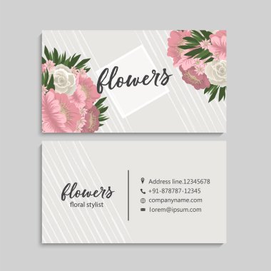 Güzel çiçekler ile kartvizit. Şablon