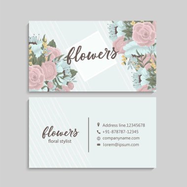 Güzel çiçekler ile kartvizit. Şablon