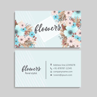Güzel çiçekler ile kartvizit. Şablon