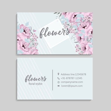 Güzel çiçekler ile kartvizit. Şablon