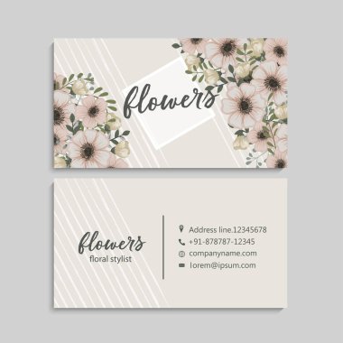 Güzel çiçekler ile kartvizit. Şablon