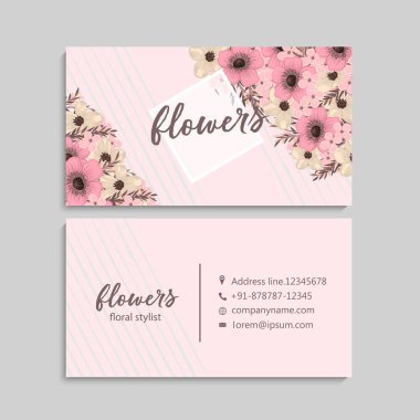 Güzel çiçekler ile kartvizit. Şablon