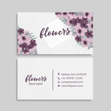 Güzel çiçekler ile kartvizit. Şablon