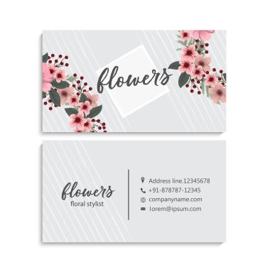 Güzel çiçekler ile kartvizit. Şablon