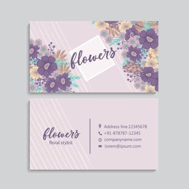 Güzel çiçekler ile kartvizit. Şablon