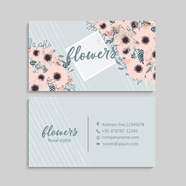 Güzel çiçekler ile kartvizit. Şablon