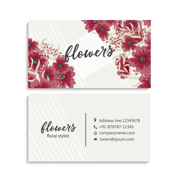 Business Card Beautiful Flowers Template — Stock Vector