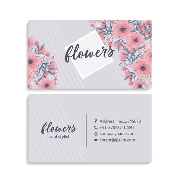 Business Card Beautiful Flowers Template — Stock Vector