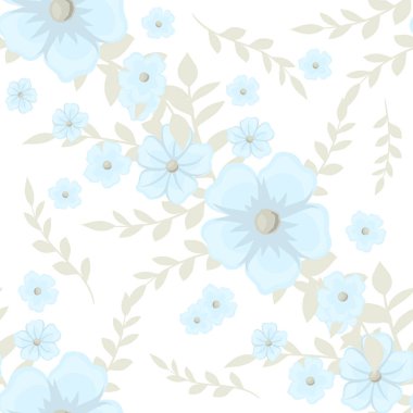 Mavi çiçekli arka plan pürüzsüz desen