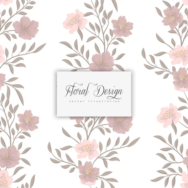 Motif Floral Rose Avec Fleurs Feuilles — Image vectorielle