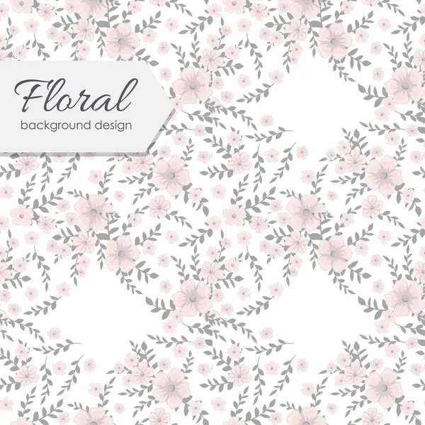 Motif Floral Rose Avec Fleurs Feuilles — Image vectorielle