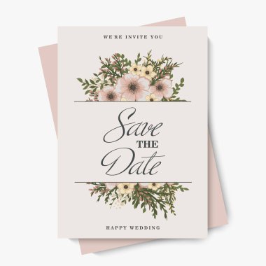 Çiçek arkaplan düğün kartları şablonu