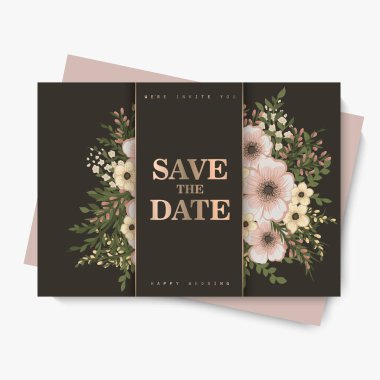 Çiçek arkaplan düğün kartları şablonu