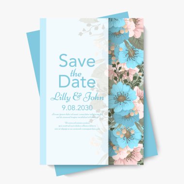 Çiçek arkaplan düğün kartları şablonu