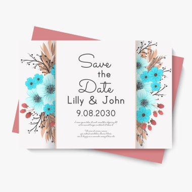 Çiçek arkaplan düğün kartları şablonu