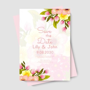 düğün çiçekli arkaplan vektörü şablonu