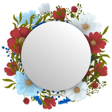 Çiçek sınır çizimi - kırmızı çerçeve çizimi