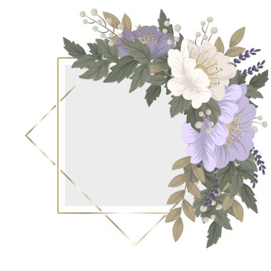 Çiçek tasarımı kenar - açık mavi çiçek vektör çizimi