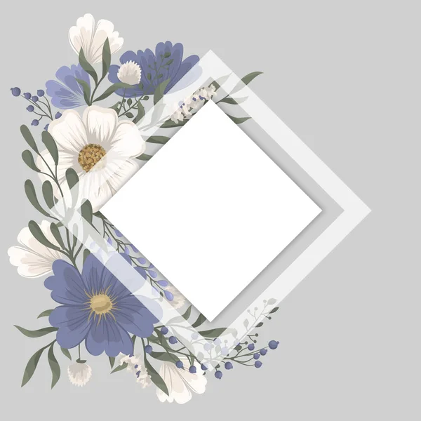 Çiçek Tasarımı Kenar Açık Mavi Çiçek Vektör Çizimi — Stok Vektör